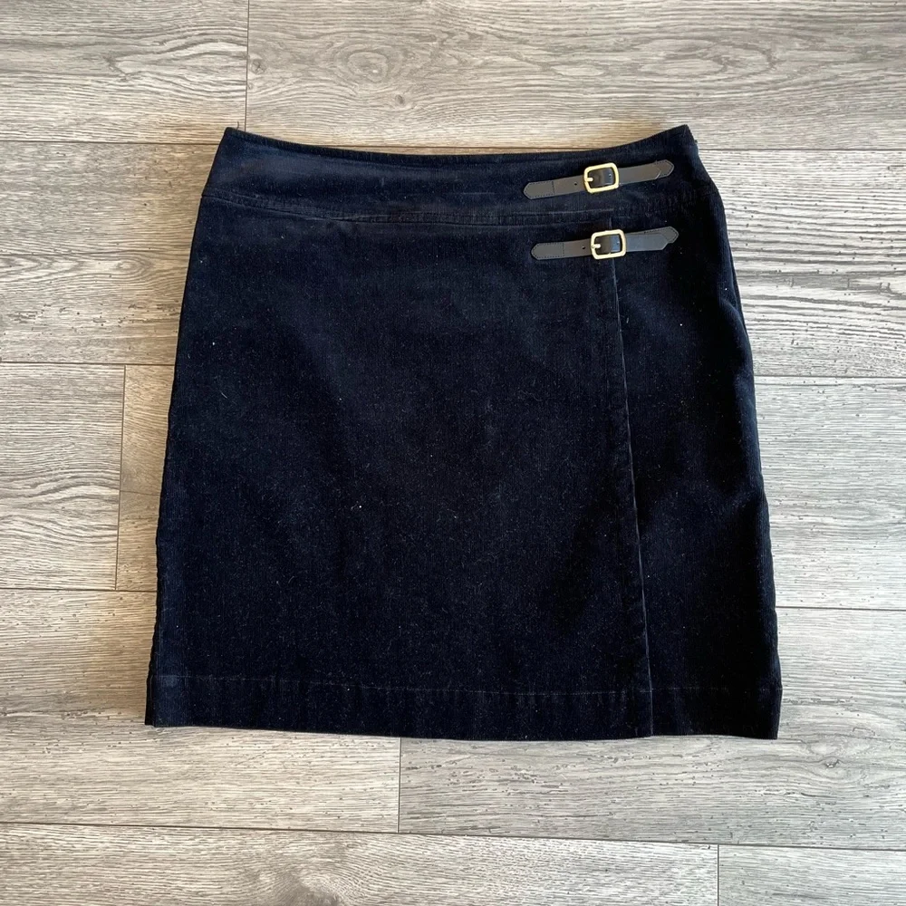 Charter Club Women’s Fold Over Skirt Faux Leather Buckle Black Size 6 Petite